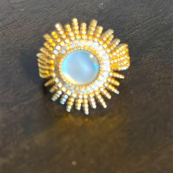Celestial Sunburst 14K Plated with Mother of Pearl ring.  Shanghai Designer - Picture 7 of 11